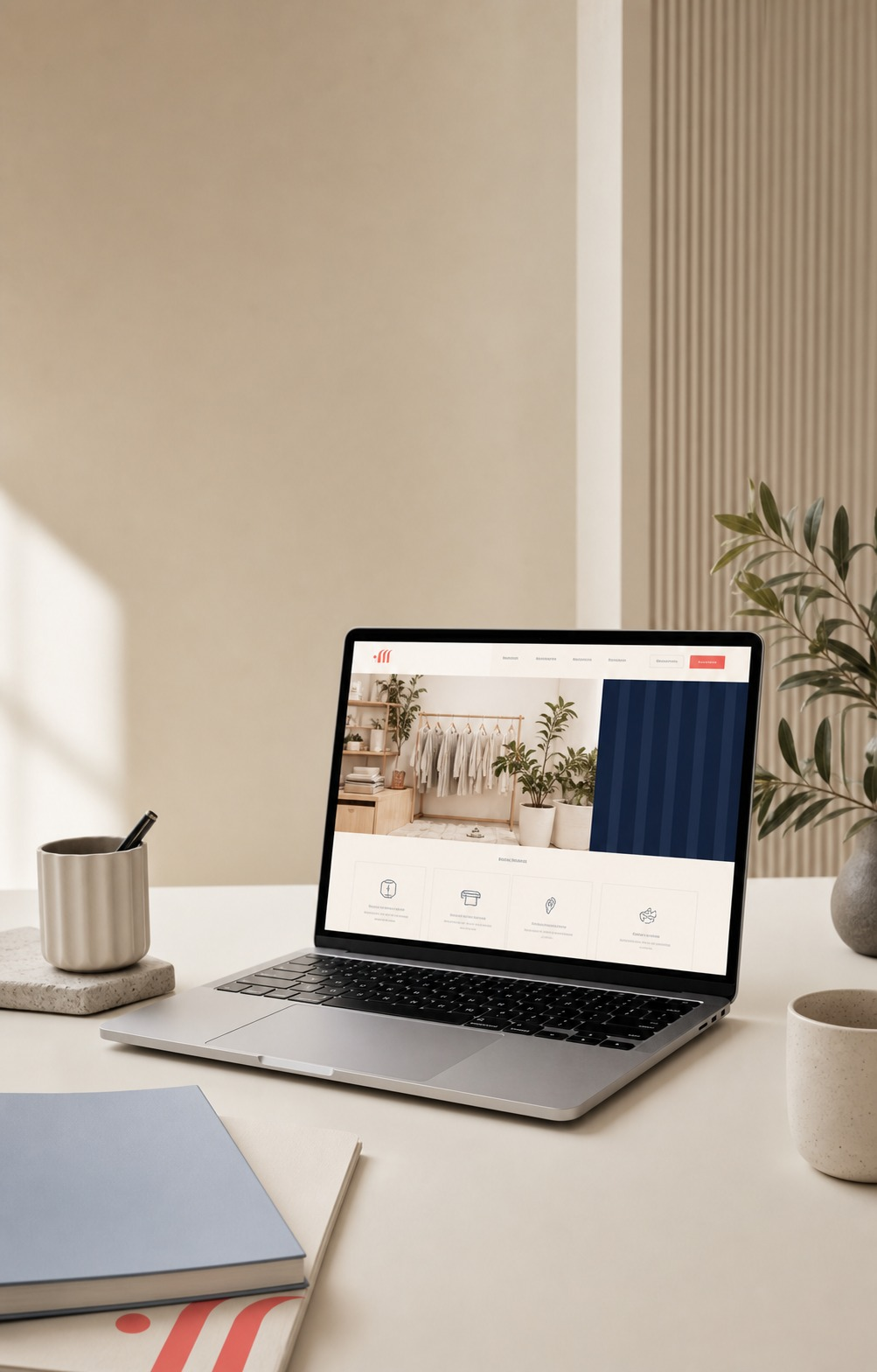 Mockup profesional de una web en un portatil